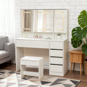 Dressing Table Vanity Set with Stool, Lighting, Mirror, White