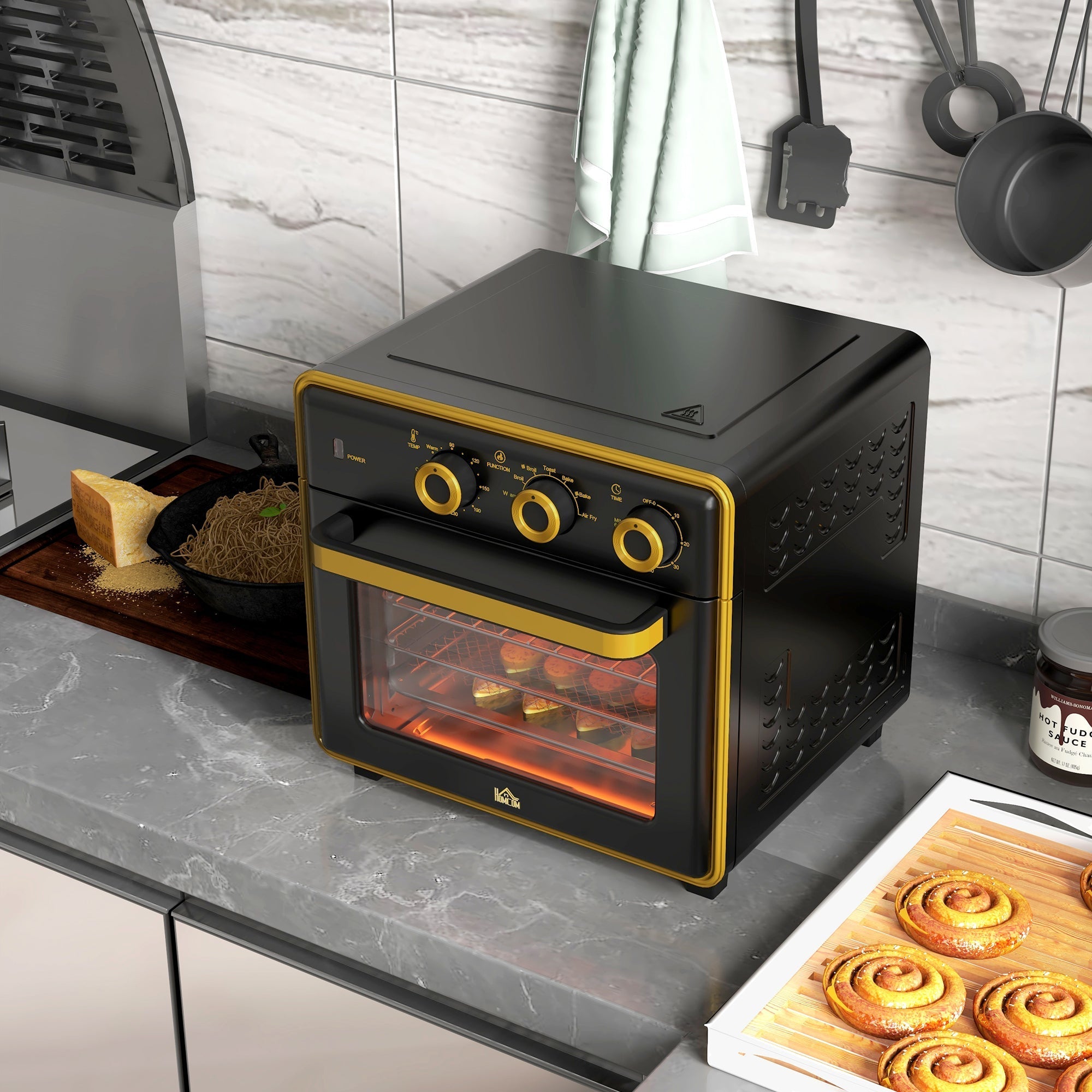 Small Oven 20L 1400W 90-230℃ 1 Hour Timer 3 Shelf Positions Iron Black