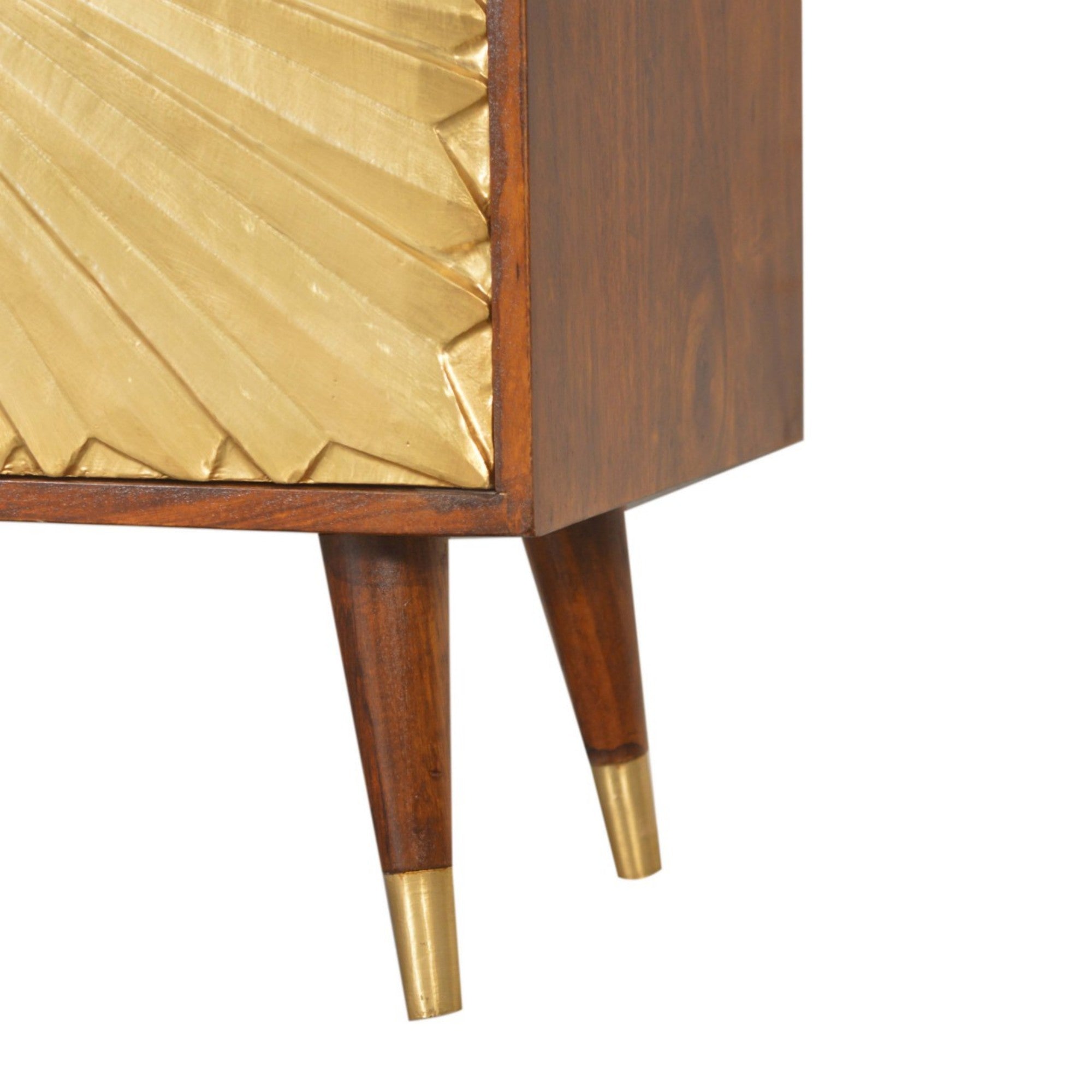 Solid Wood Cabinet with Brass-Plated Doors, Manila Gold and Dark Brown