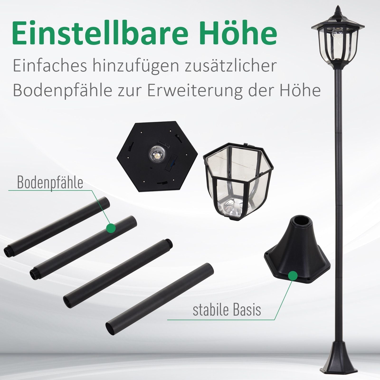 Solar Garden Light LED Lantern 30/60 Lumens, Black Plastic