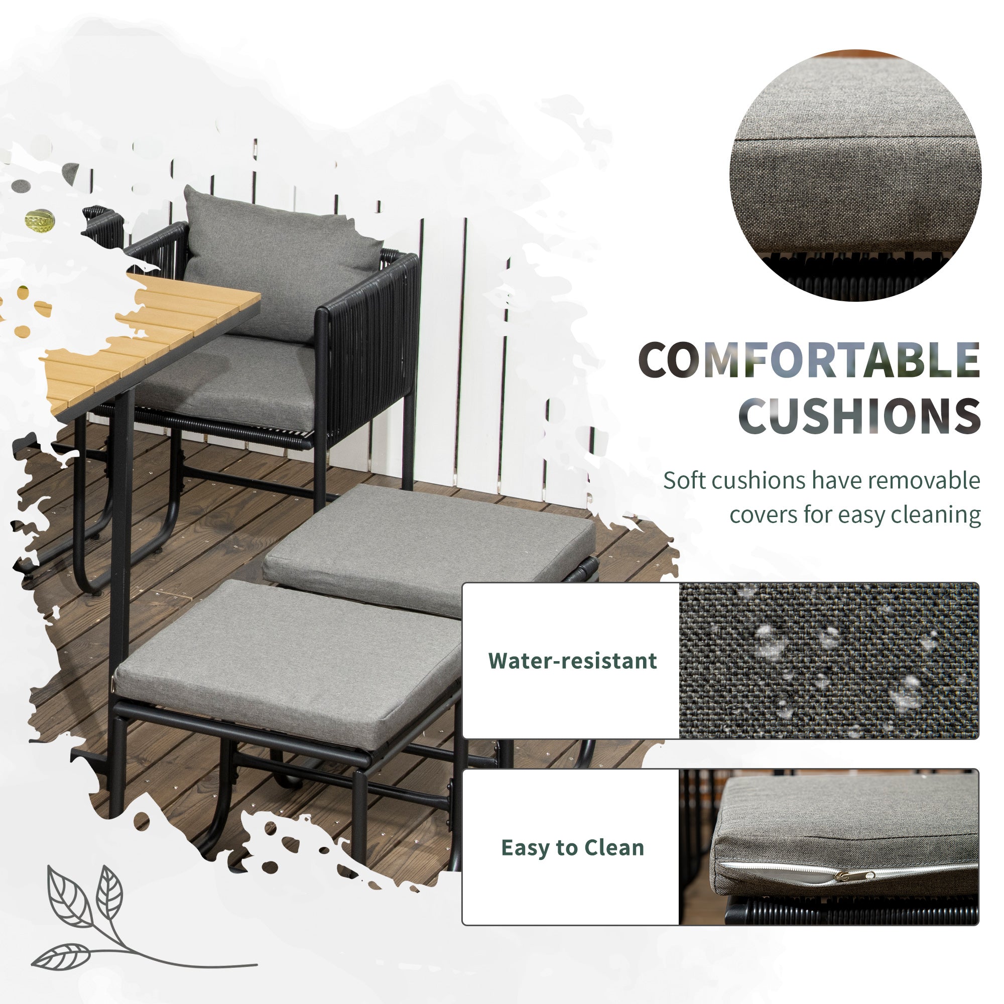 10 Seater Rattan Cube Garden Dining Set with Armchairs, Stools, Wood Grain Plastic Table, Black