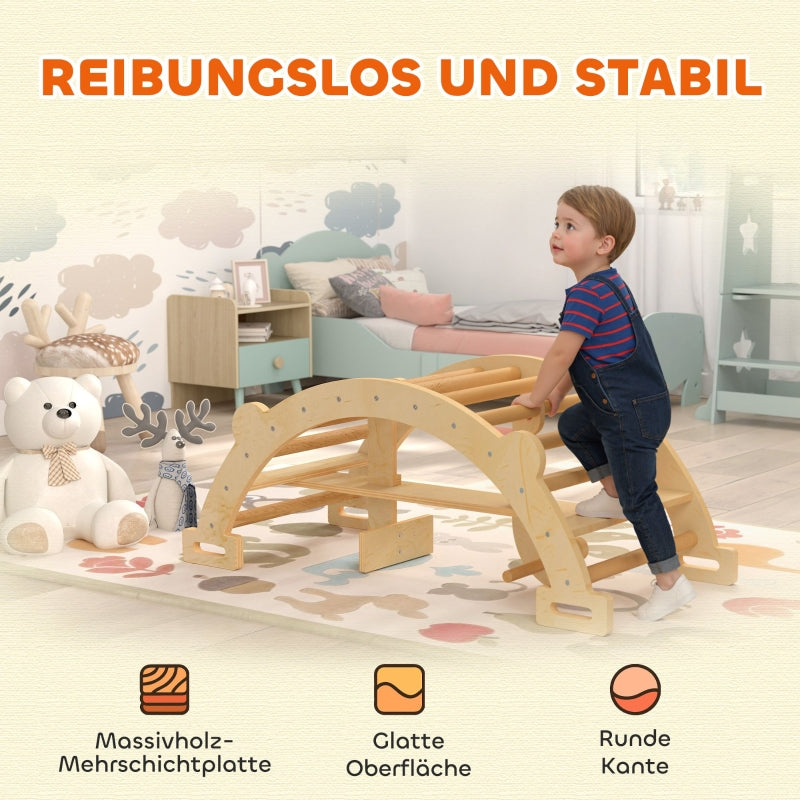 Montessori Indoor Climbing Frame 2-in-1 Arch - Natural Wood