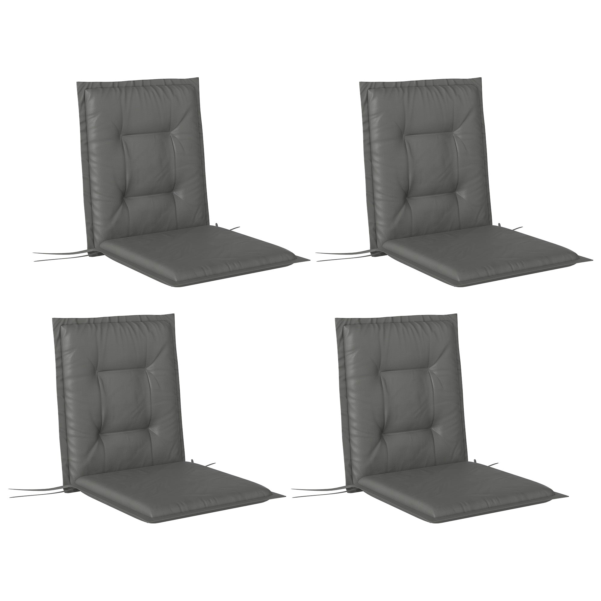 Sitzkissen, 4er-Set mit Bindebändern, 108x50x5 cm, Hellgrau