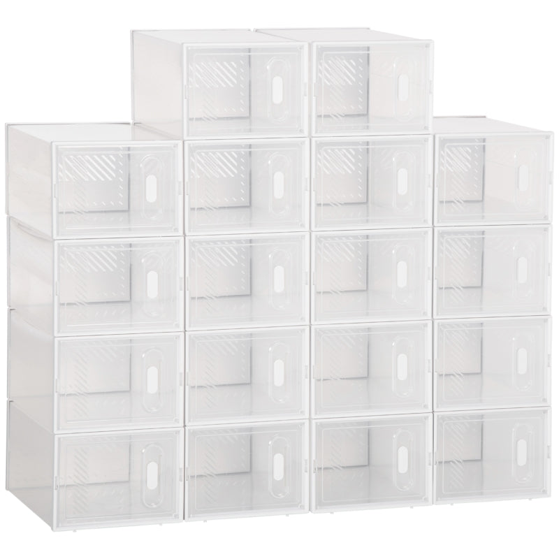 Modulare Schuhaufbewahrungsboxen, 18er-Pack, transparente Türen