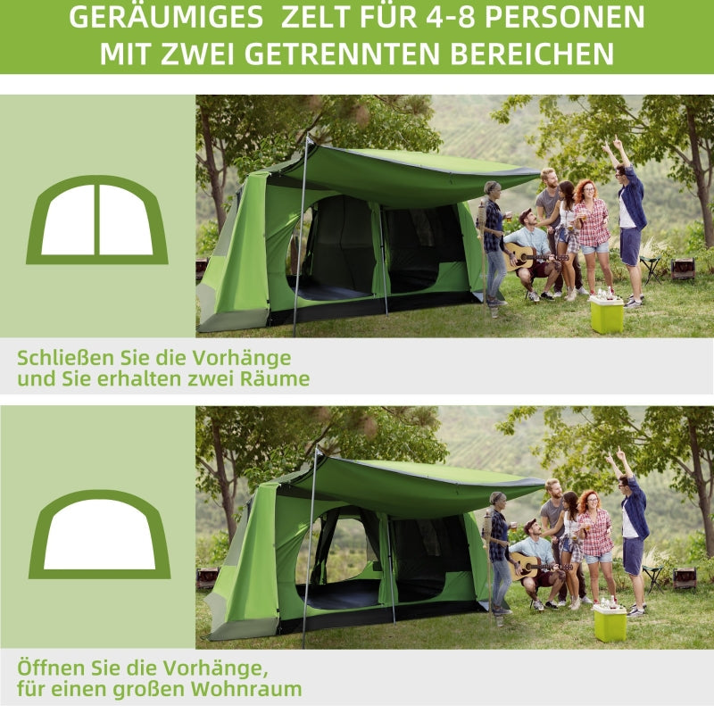 Camping Tent Dome Family Tent 4-8 Person 2 Sleeping Cabins