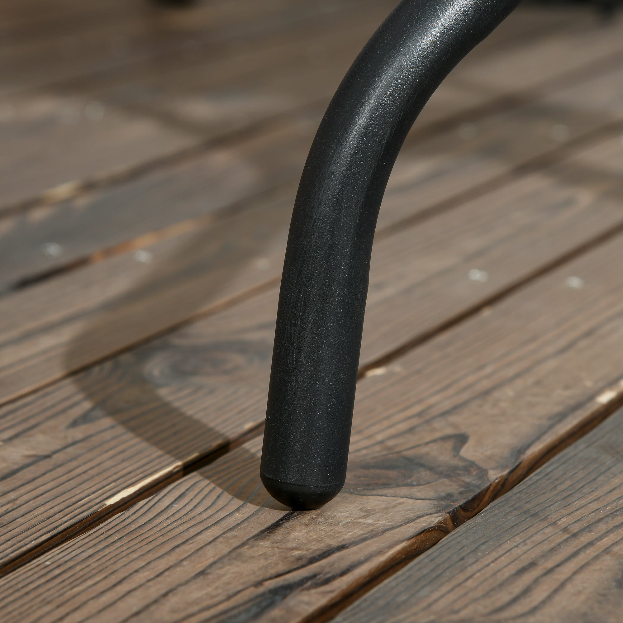 Garden Table Detachable 76x76cm Square Weatherproof with Parasol Hole, Metal Black