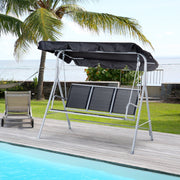 Hollywood Swing, 3-Seater Elegant Garden Swing with Roof, Metal Frame Grey/Silver