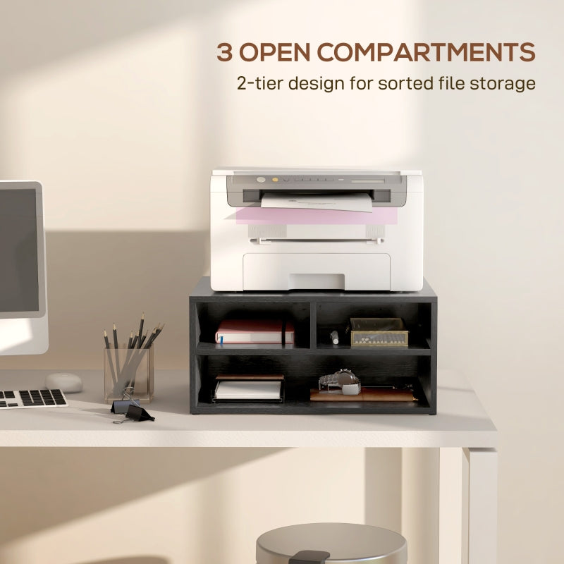 Printer Storage Cabinet, Three-Compartment, Black