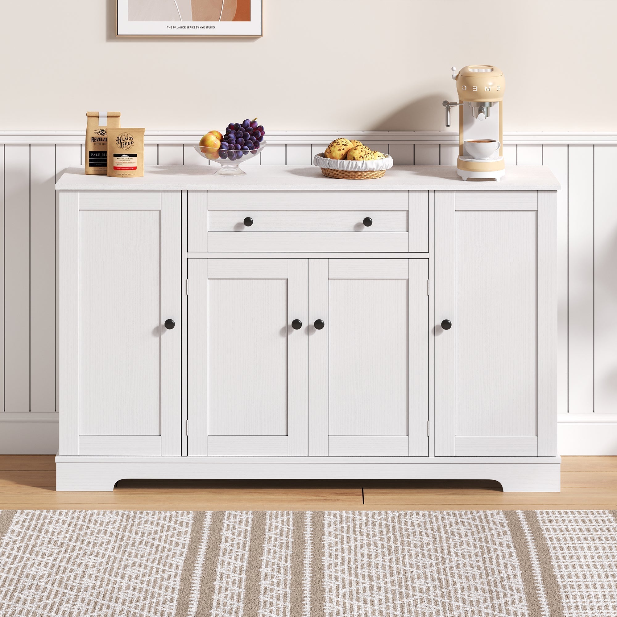 Multifunctional Buffet 138cm Sideboard Drawer Adjustable Shelves