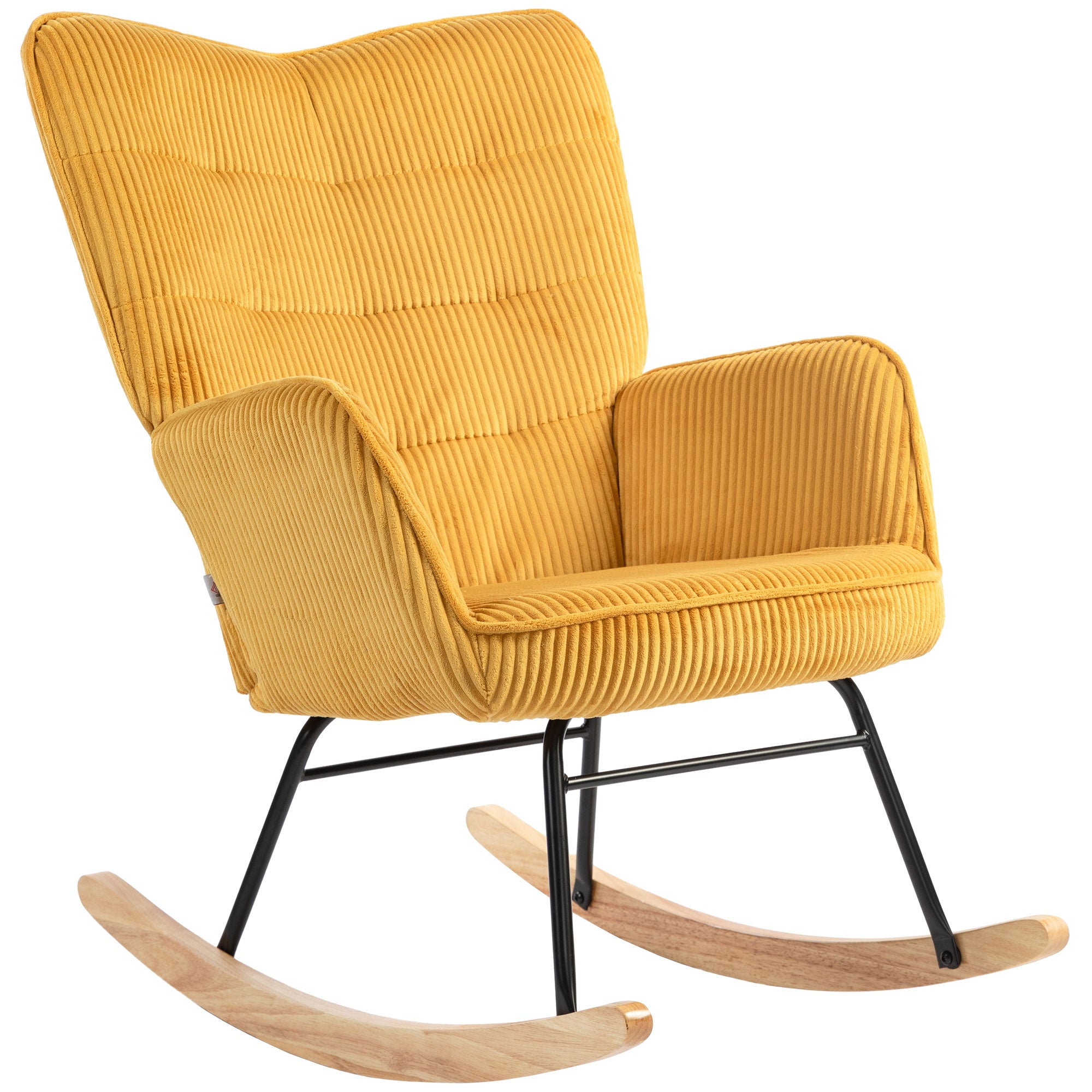 Rocking Chair/Armchair Berber Fleece Armrest Wooden Runners, Yellow