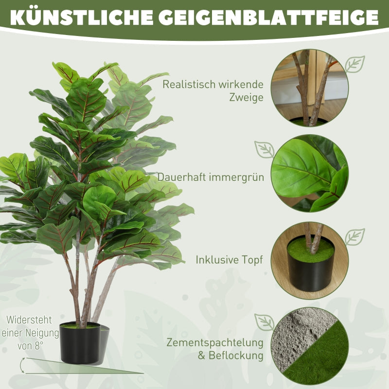 Artificial Fiddle Leaf Fig Tree 110cm, Plastic