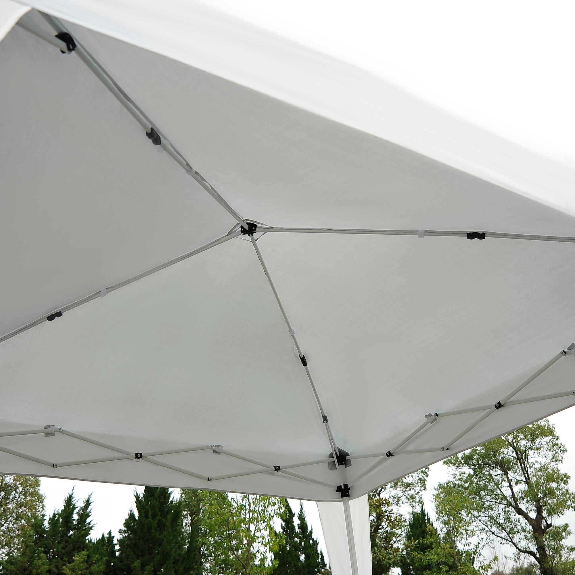 Folding Pavilion 2.4x2.4m Party Tent UV Protection Portable, Steel White