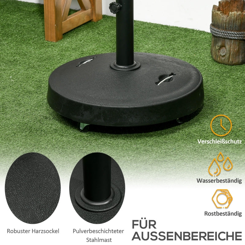 Parasol Stand Mobile with Wheels for Ø38/48mm Poles, 23.5kg Resin Black