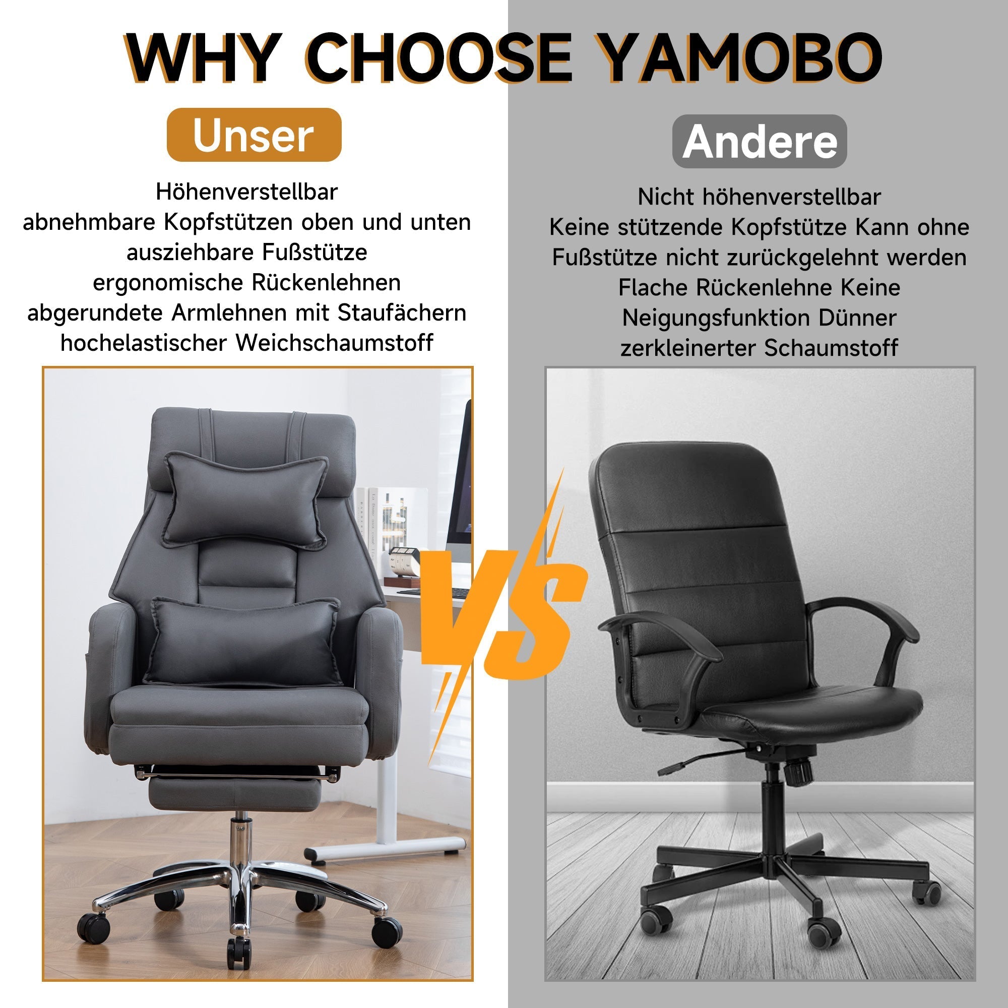 Swivel Ergonomic Office Chair High Back Lumbar Headrest 155° Reclining - DARK GREY Technology Leather