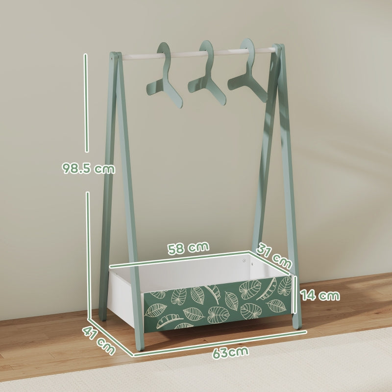 Baby Clothing Rack, Hangers Storage Shelf for Ages 3-6, Green