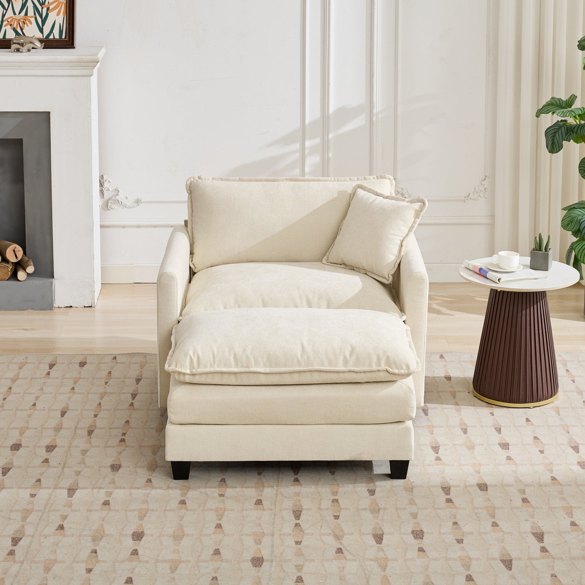 Cloud Sofa Single Seat Modern Sectional Upholstered Cushion - Chenille Beige