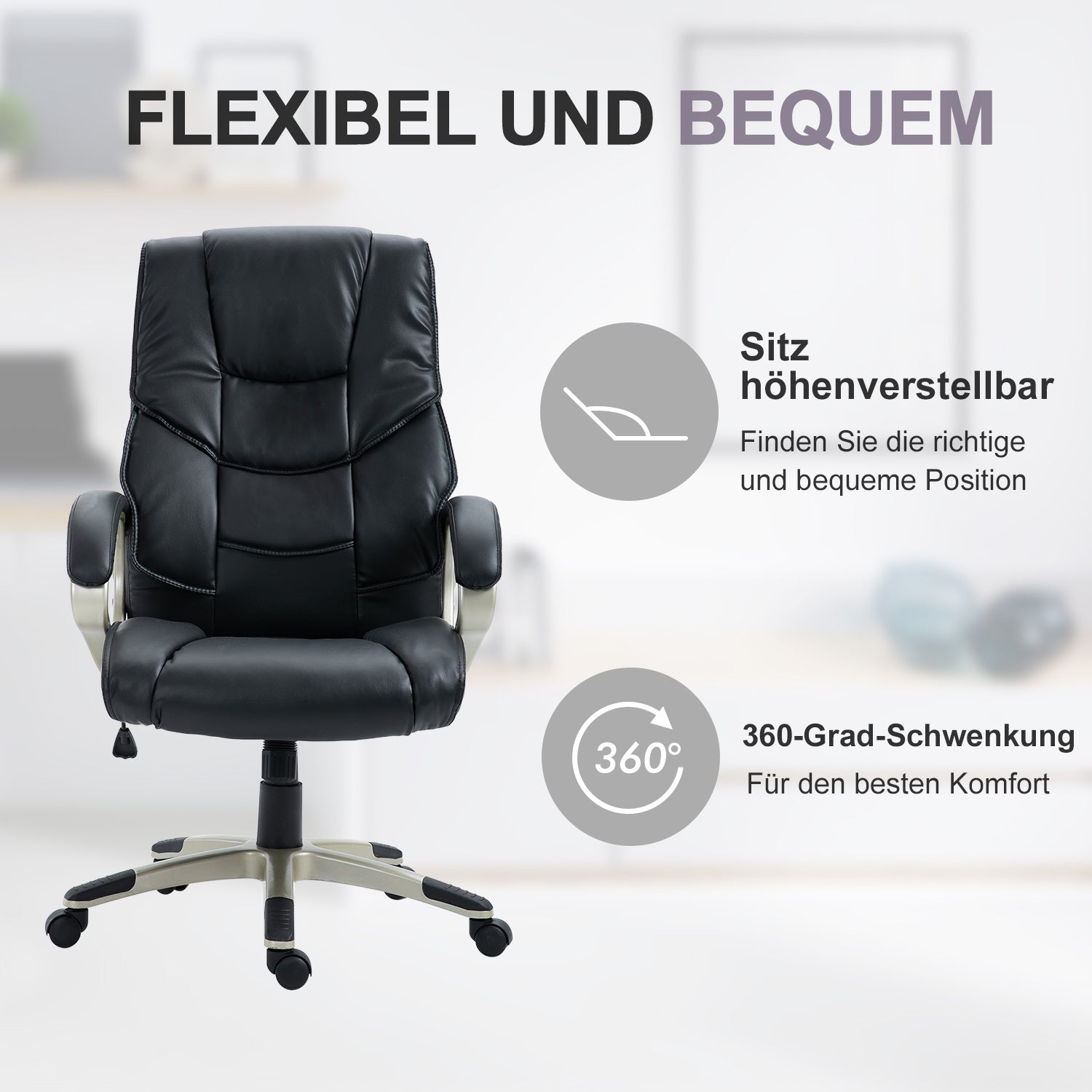 Office Chair, Height Adjustable, Rocking, Ergonomic, Desk Chair