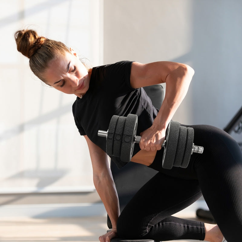 25kg Dumbbell Set with Weight Plates for Home and Gym, Steel and Faux Leather, Black