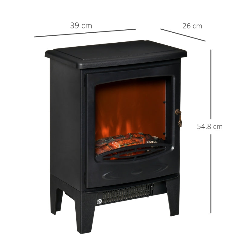 Electric Fireplace Stove, Free standing Heater, LED Flame Effect, 900W/1800W, Black