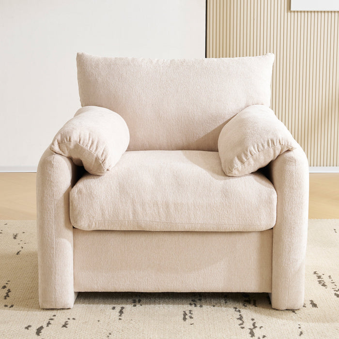 Modern design oversized armchair, decorative single sofa leisure chair, chenille fabric - Clearance