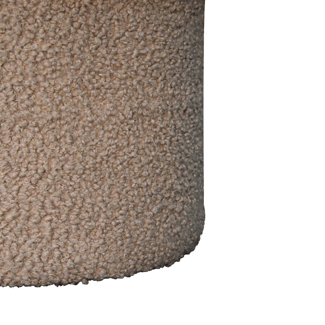 Mushroom Footstool Upholstered Solid Wood Boucle Fabric, Brown