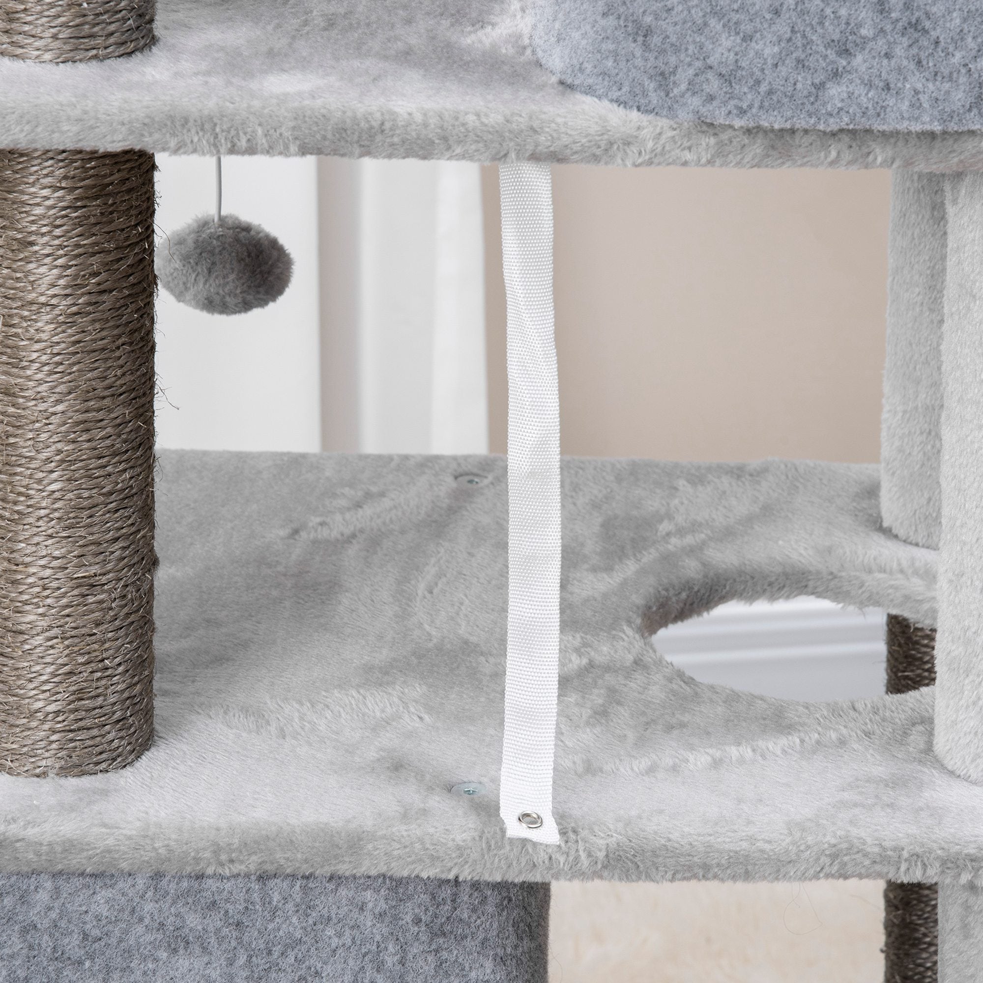 Cat Tree 142cm Sisal Post Caves Platforms, Grey