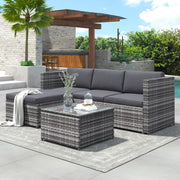 Garden Corner Sofa Rattan Patio Lounge Set, Grey