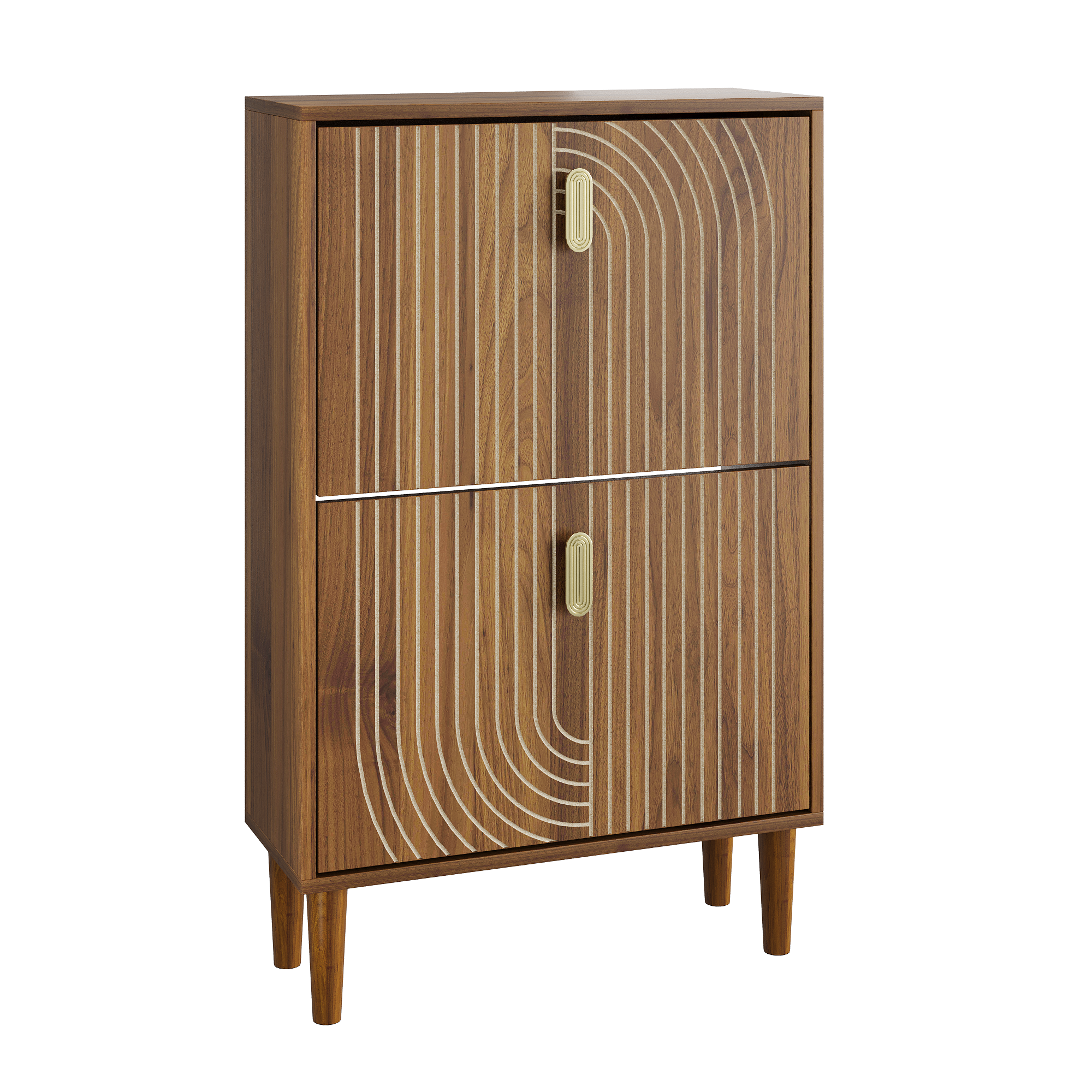 Shoe Cabinet 60cm Wide 2 Fold-Down Drawers Freestanding