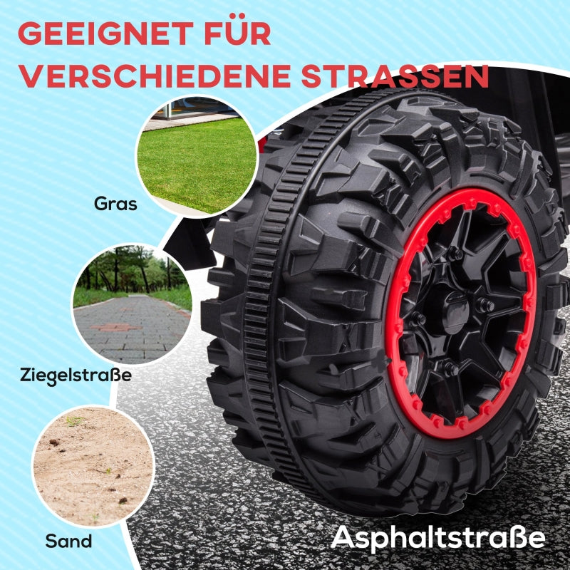 Electric Children's Quad Bike with LED Headlights, MP3 Player and Shock Absorbers, Red and Black