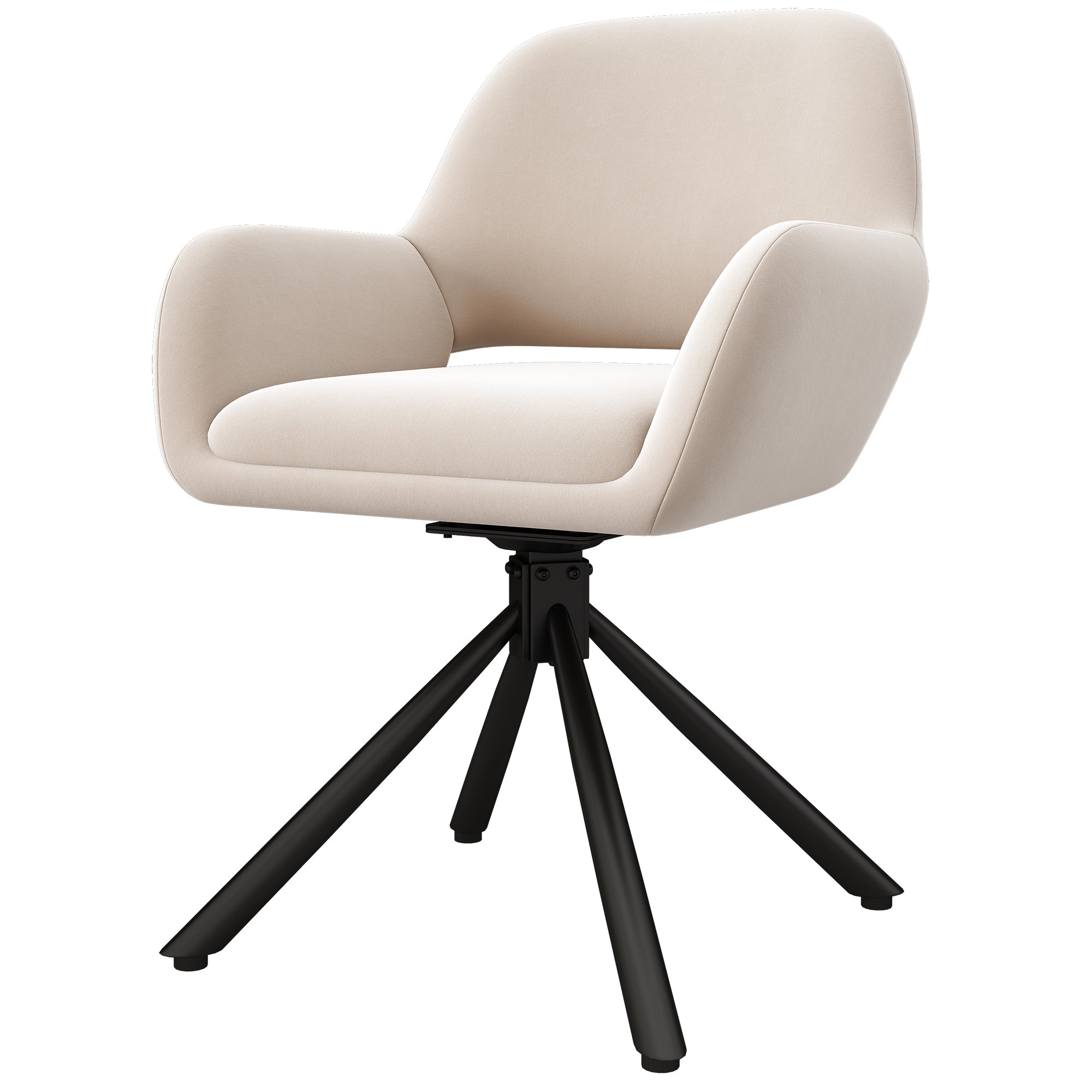 Dining Chair Set of 6 Swivel Modern With Handrails Velvet Beige