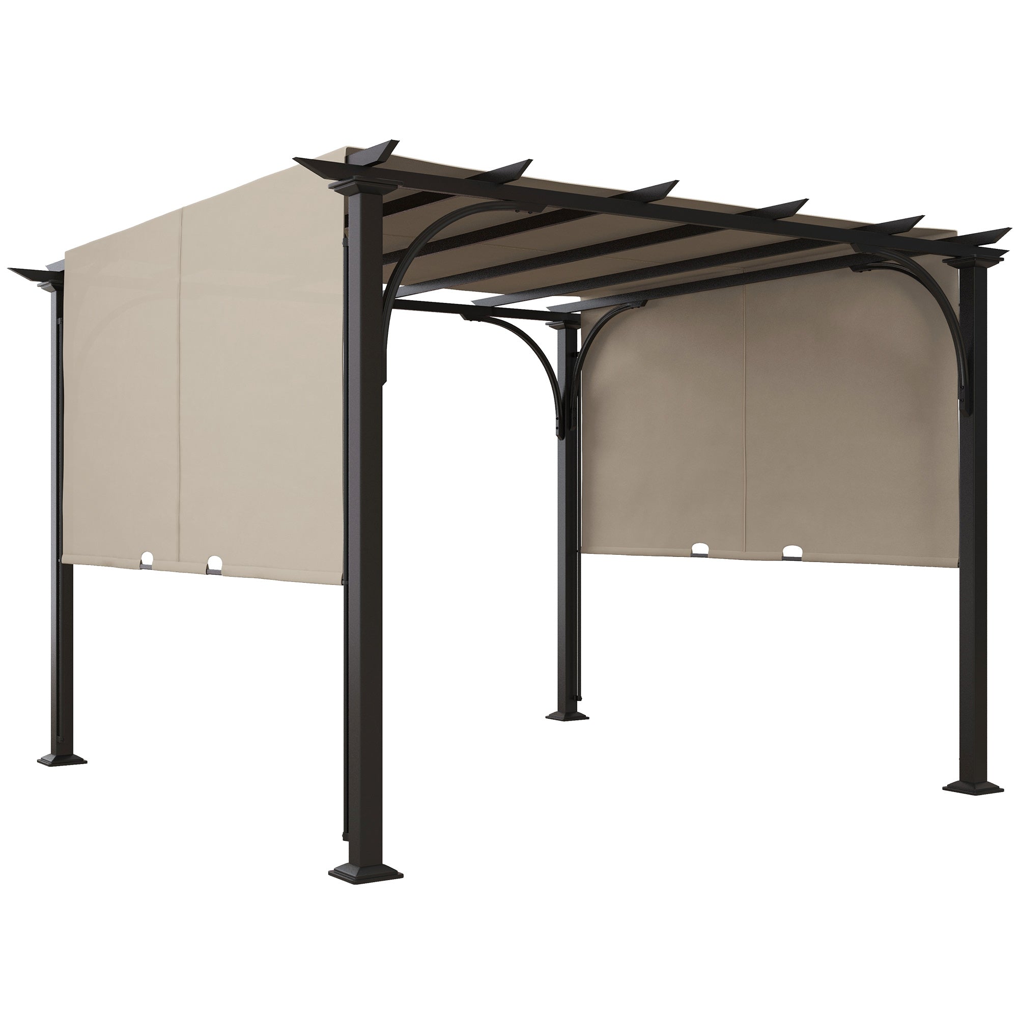 Outdoor Pergola, 3 x 3m Garden Gazebo with Adjustable Canopy, Beige