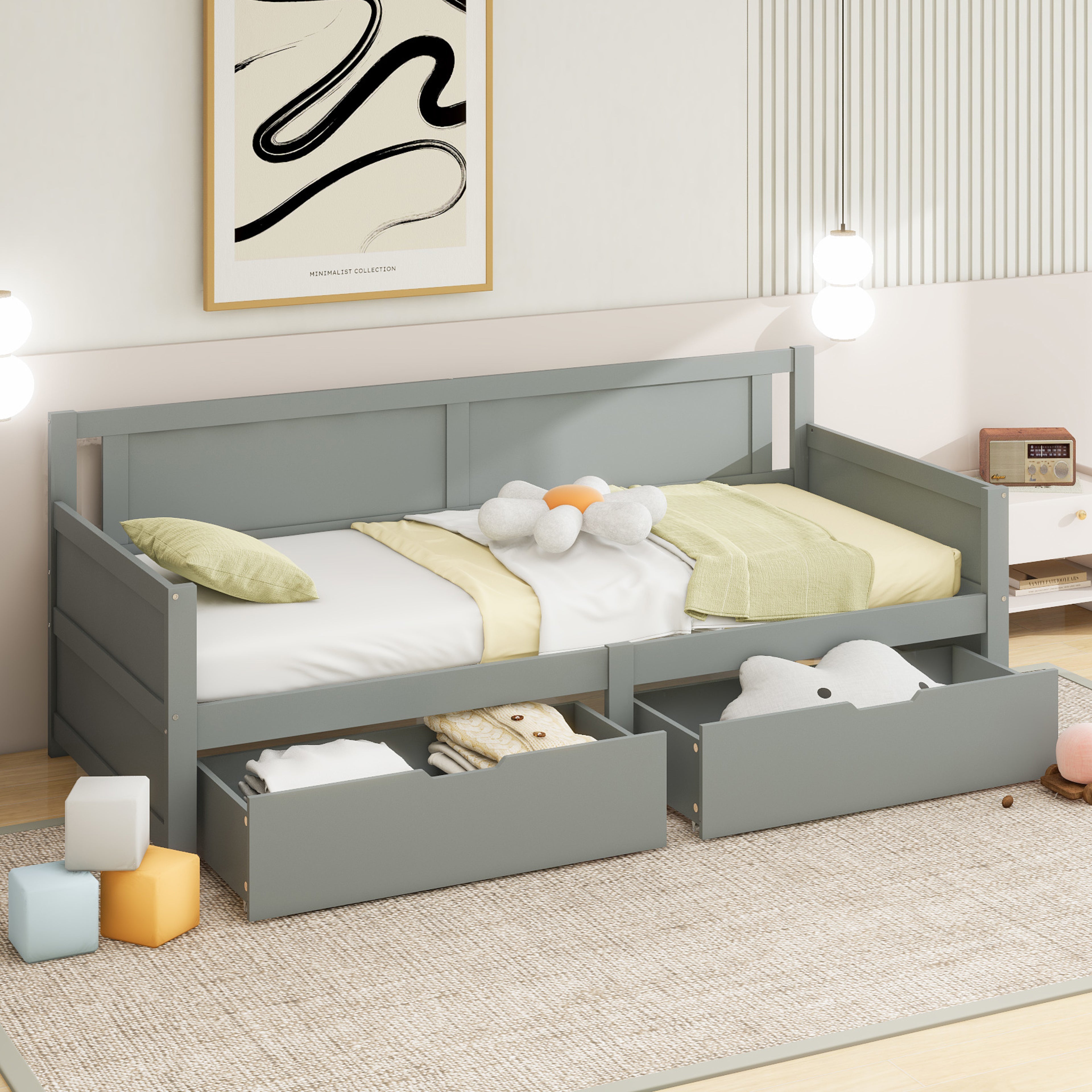Upholstered Bed, 180x200cm LED & Hydraulic Storage, Faux Leather Light Grey