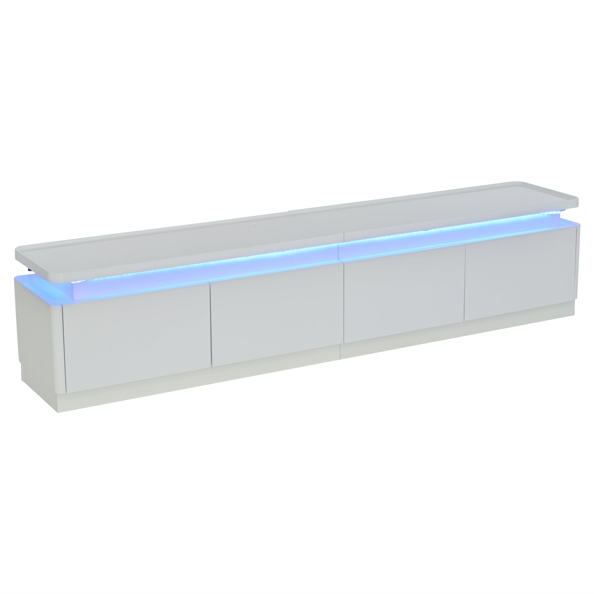 TV Cabinet, 180x34x40cm, 4 Drawers, LED, High-Gloss, for 80-inch TVs, White