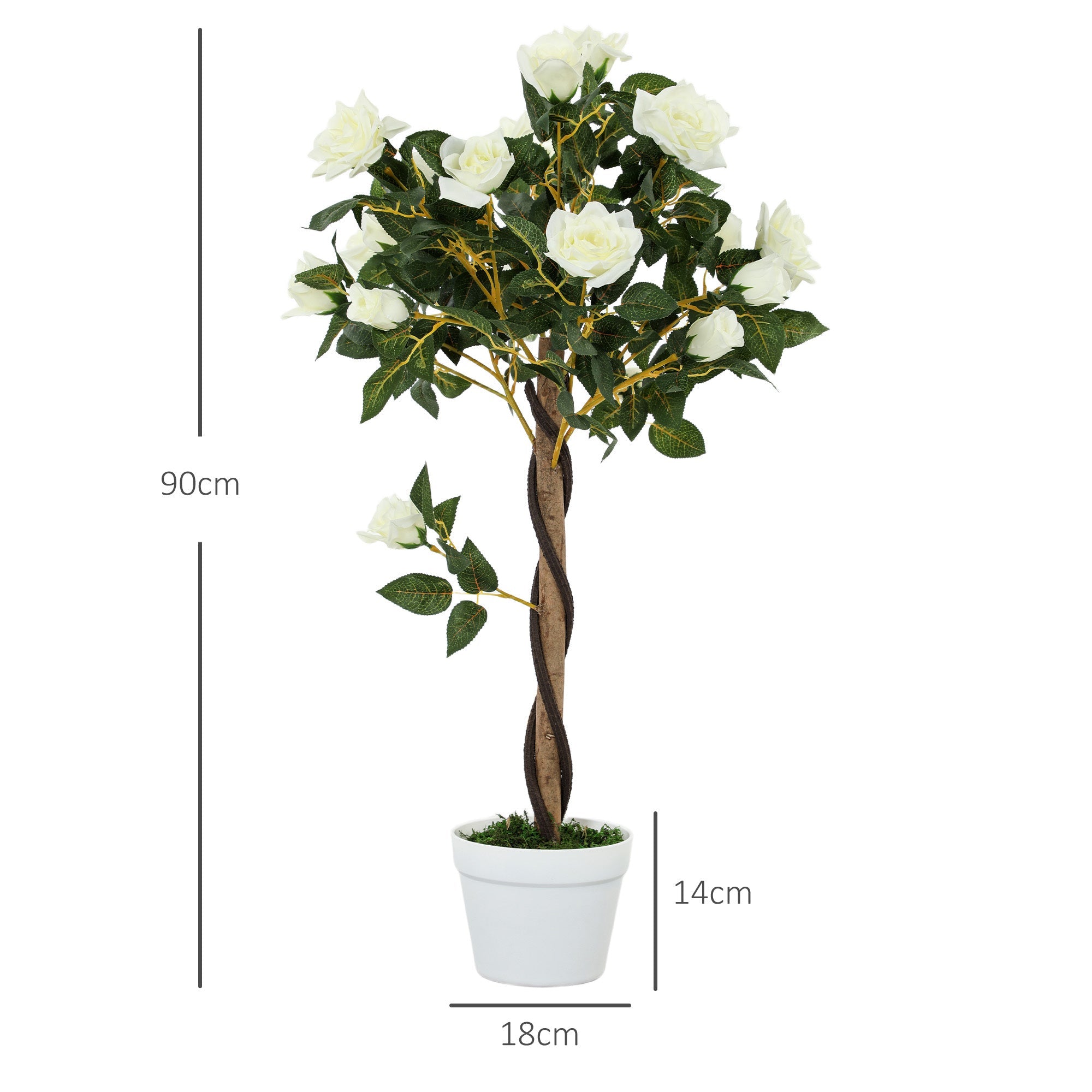 Faux Rose Trees, Set of Two - White