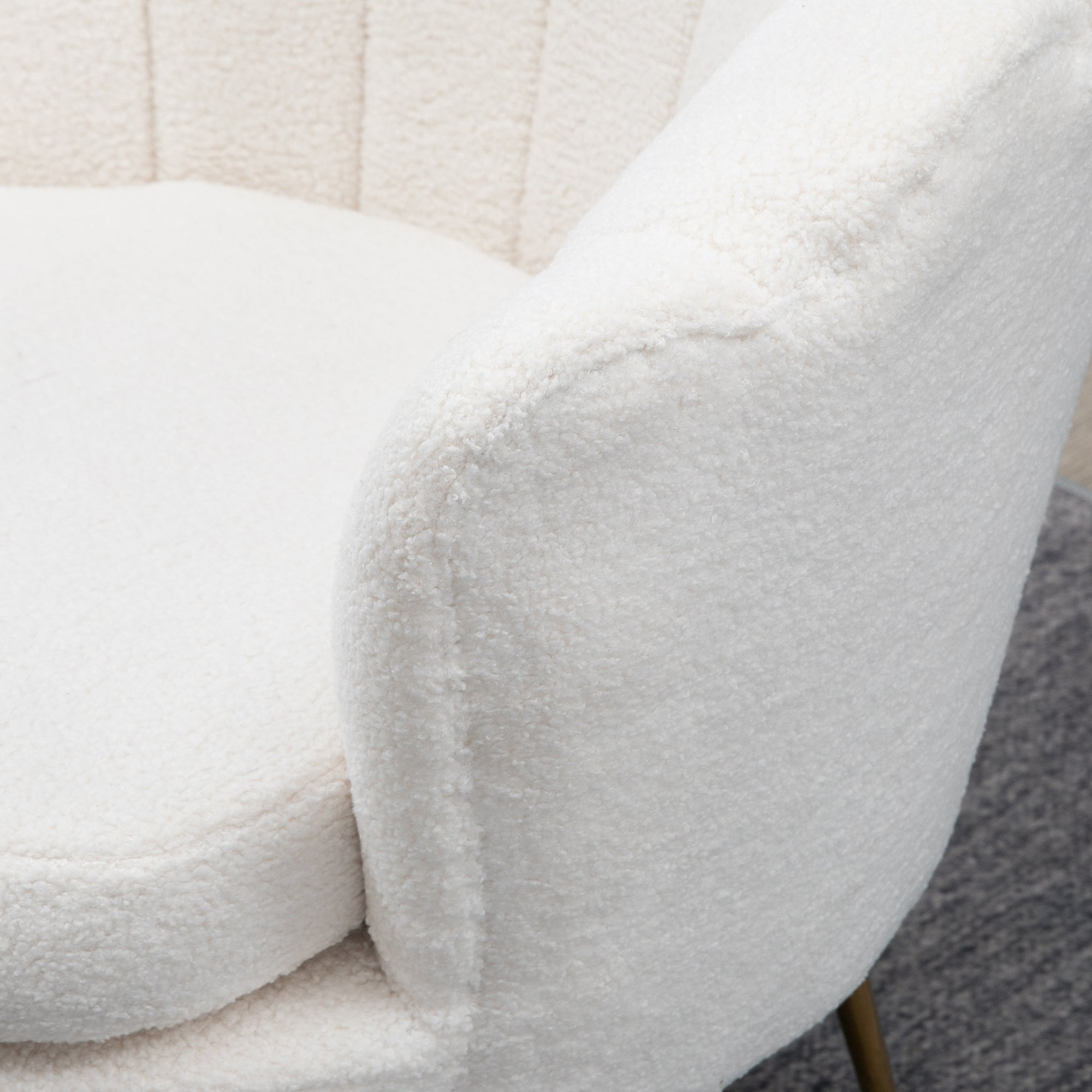 Armchair, Upholstered Shell-Shaped Recliner, Fleece, White