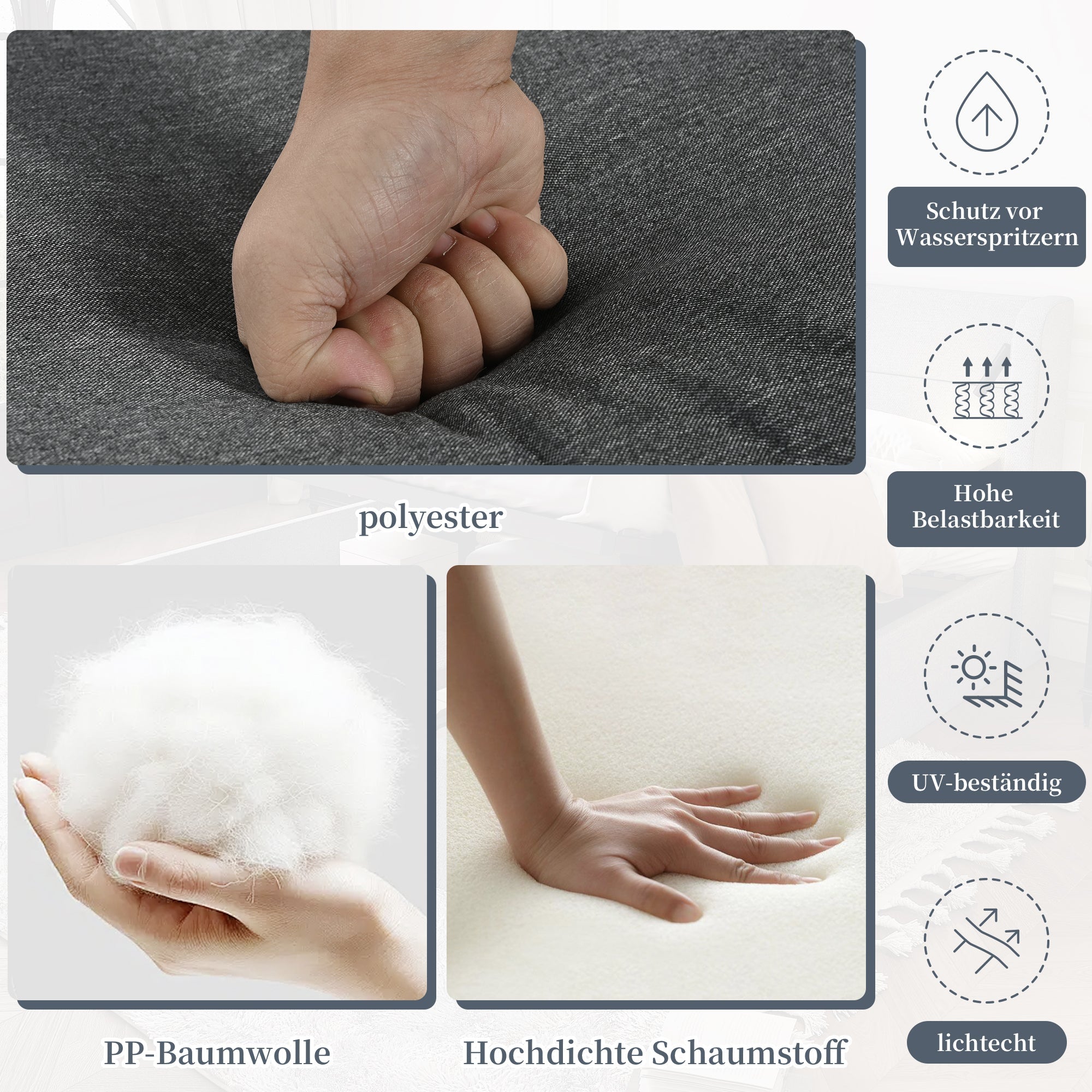 Garden Dining Set with Adjustable Tilt and Corner Configuration, Grey and Black