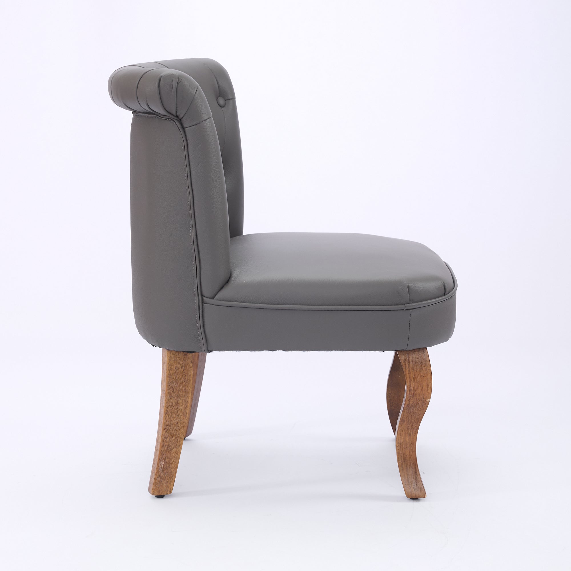 Lounge Chair Genuine Leather Solid Rubberwood Legs - Grey