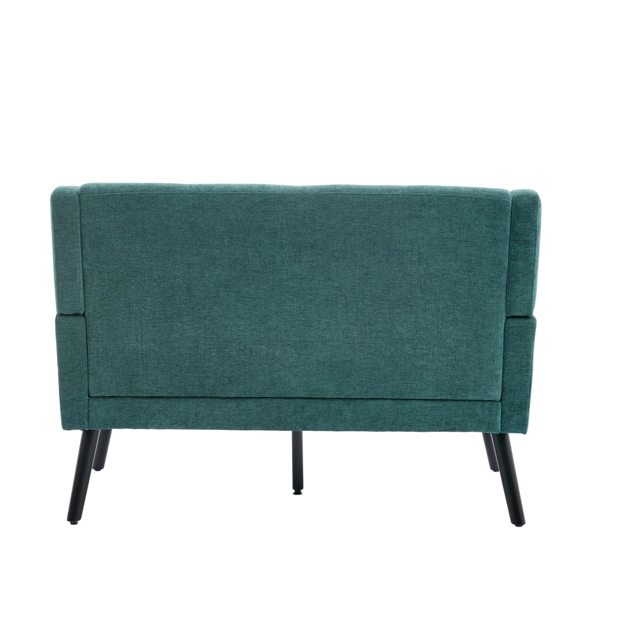 2-Seater Linen Bench with Solid Wood Legs and Button Tufting, Natural Linen Tone