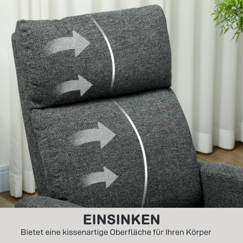Relaxliegesessel, Verstellbare Fußstütze, Wohnzimmer, Stoff, Grau