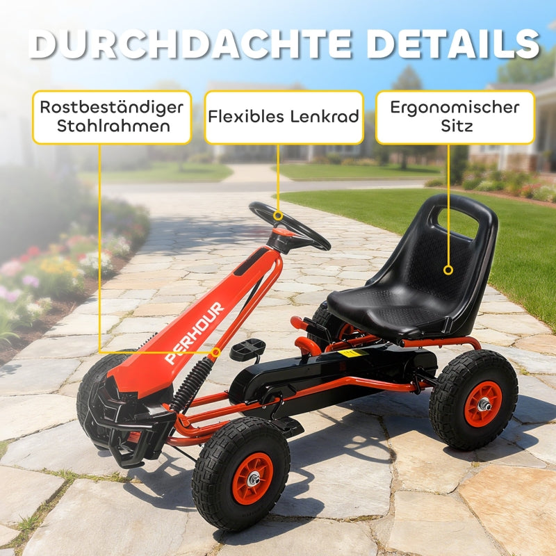 Pedal Go-Kart for Children with Adjustable Seat and EVA Wheels, Red