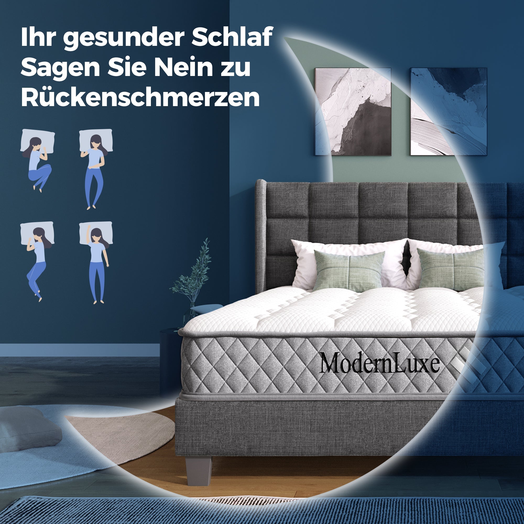 Orthopedic cold foam King mattress 180x200cm, 7-zone pocket spring core, H3 medium firm, 20cm height, vacuum packed