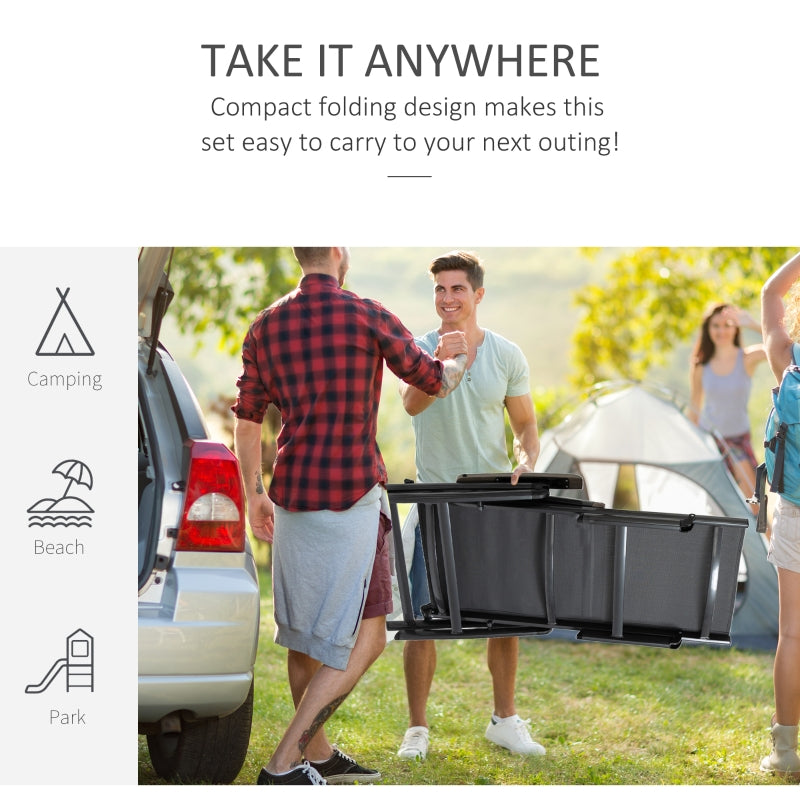 Outdoor Folding Sun Lounger, 5-Position Adjustable Aluminium, Grey