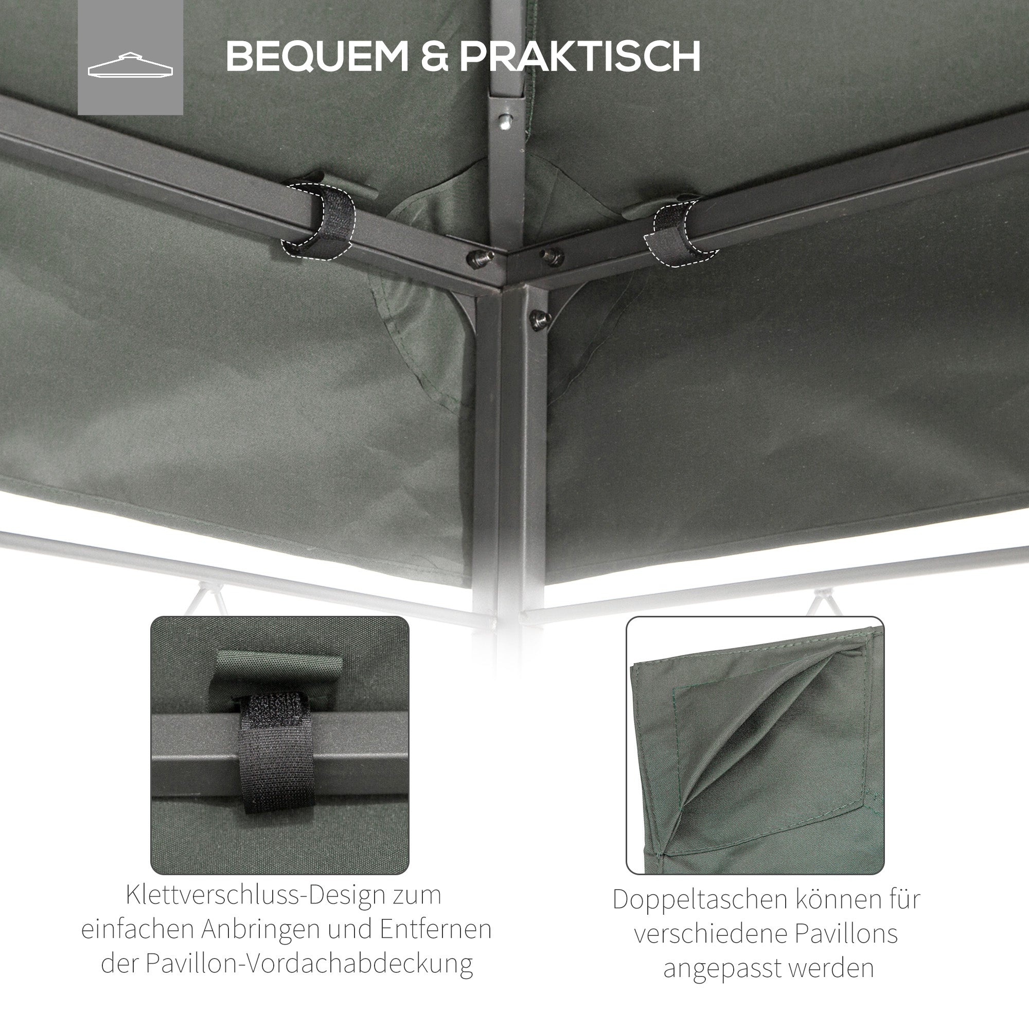 Replacement Roof, Gazebo/Tent Cover 3x4m Polyester, Dark Grey