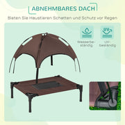 Outdoor-Haustierbett, erhöhtes Hundebett mit Überdachung, Taftgewebe, Kaffee