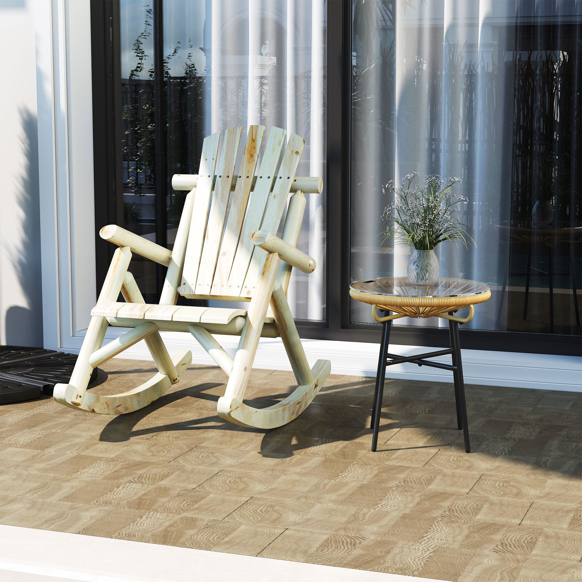 rocking chair swing garden chair natural fir wood