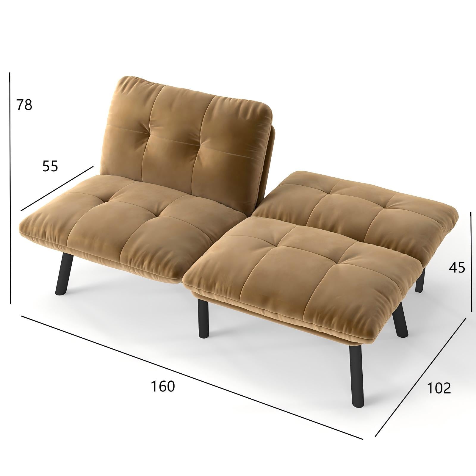 Futon Sofa Bed Foldable 2-Seater - Brown