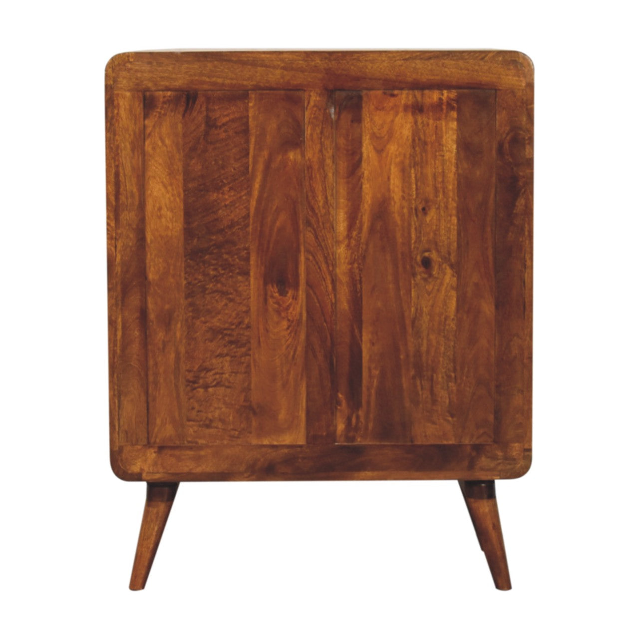 Solid Wood Curved Nordic Charm Cabinet, 2 Drawers, 2 Doors, Brown