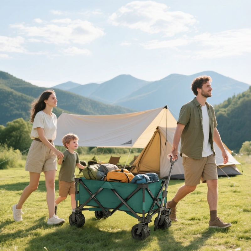 140L Festival Trolley Folding with Telescopic Handle, Green