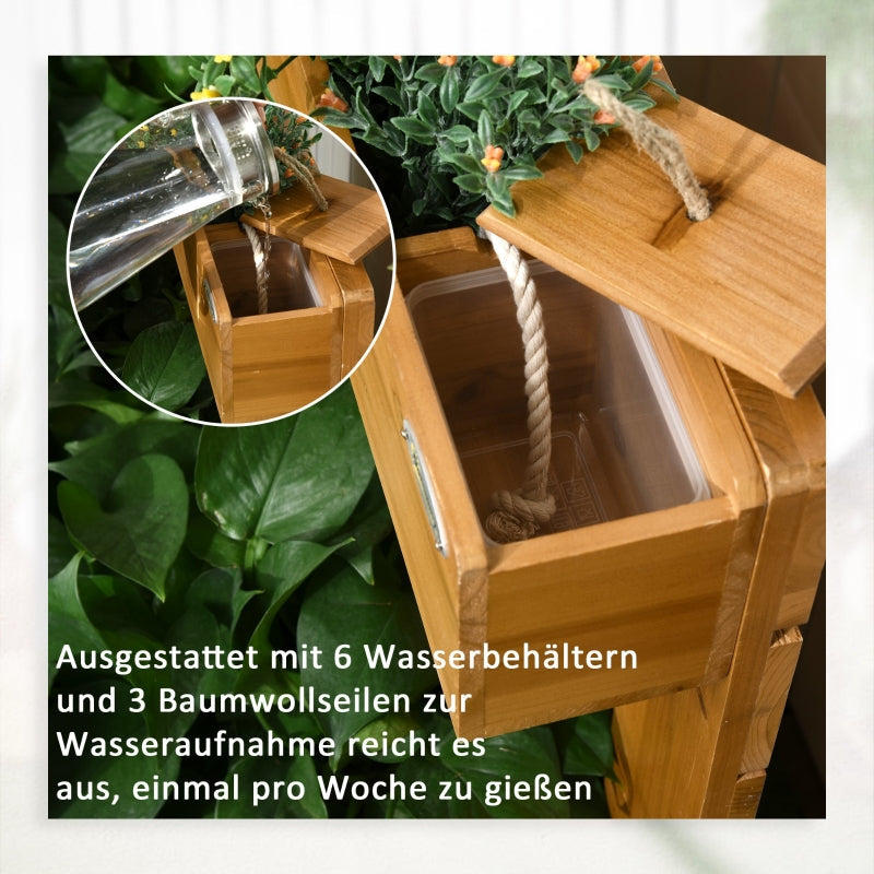 Raised Bed with 4 Planters, Self-Watering, Wood, Brown
