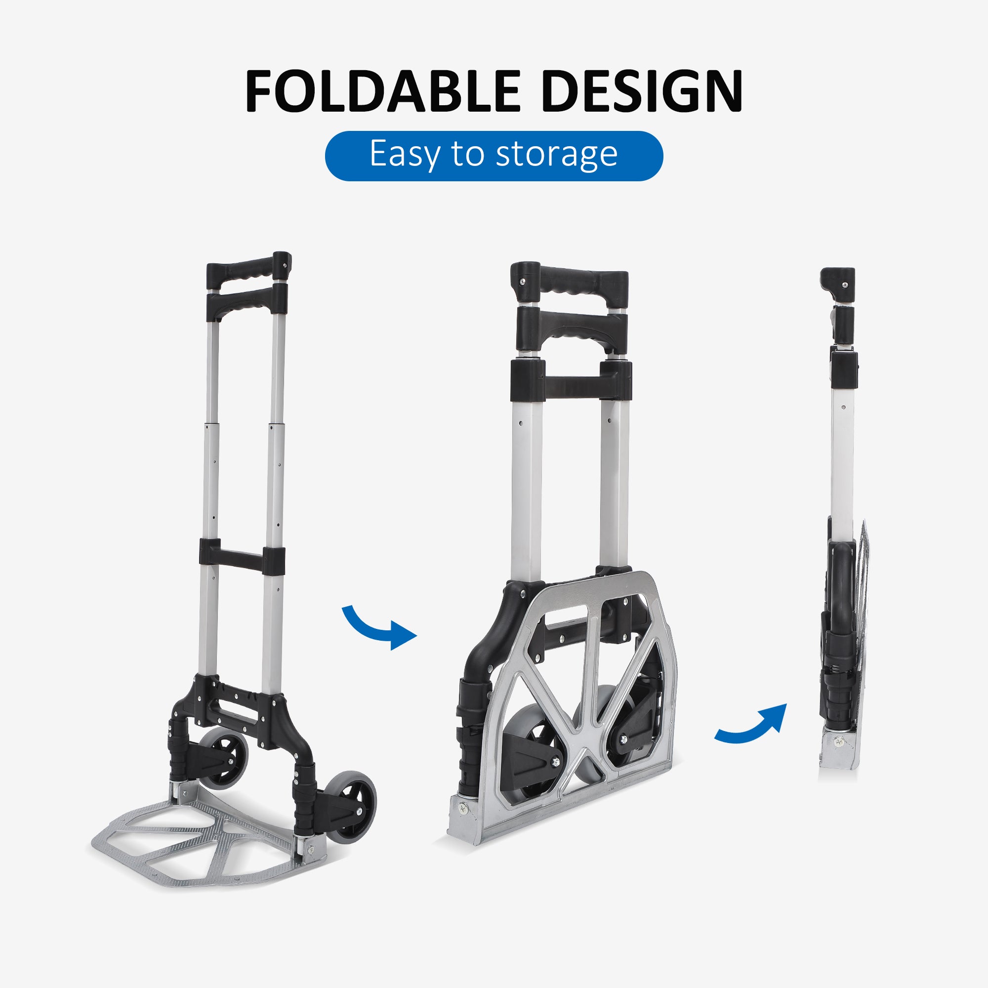 Aluminum Sack Truck, Foldable Hand Truck, 70 kg Load Capacity, Aluminum
